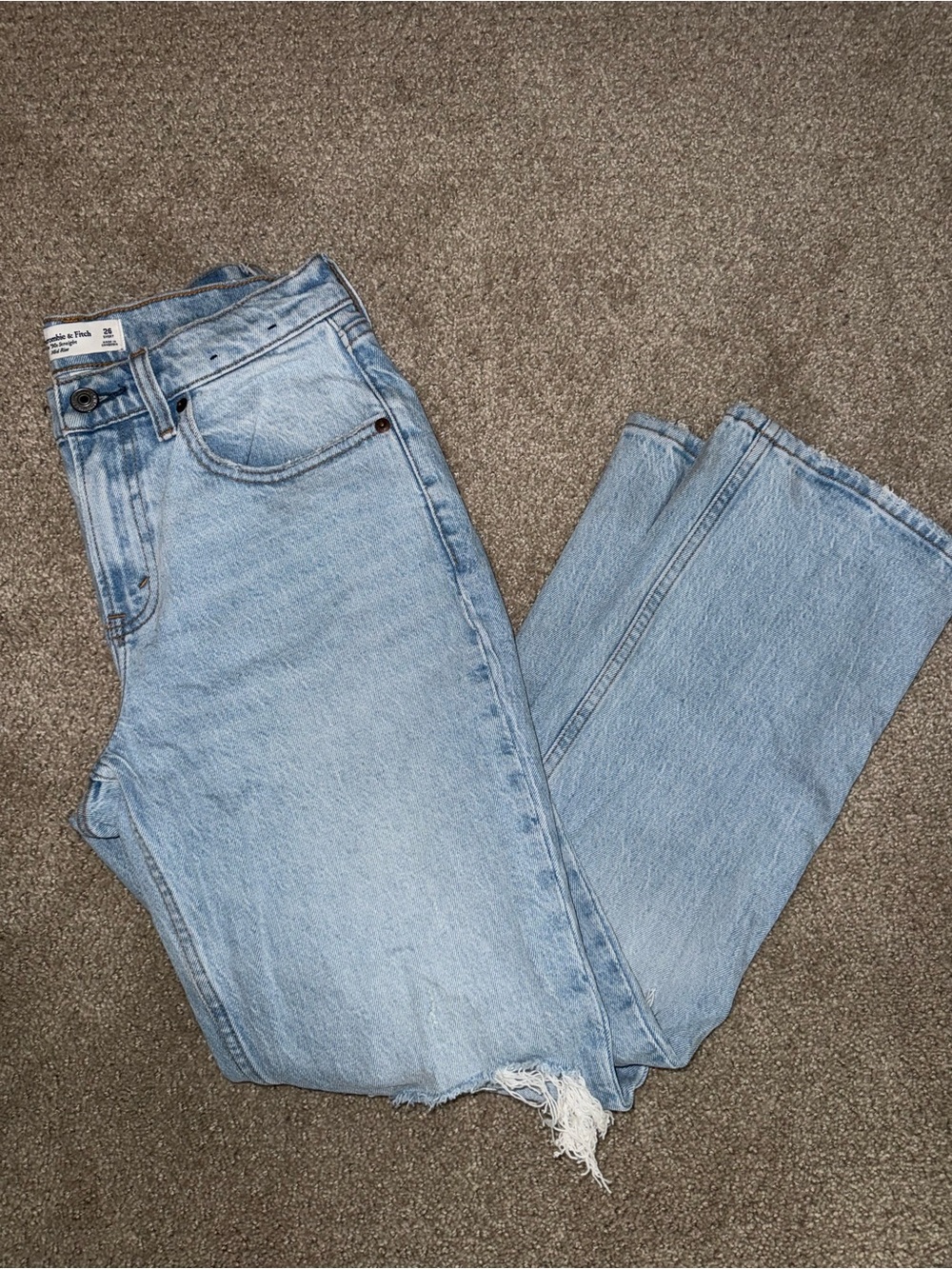 Abercrombie Curve Love Light Blue Women's High-Rise Straight Jeans